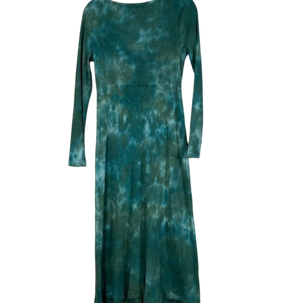 T.La Anthropologie Green Tie Dye Ribbed Button Down‎ Midi Dress SP Petite - Picture 5 of 5